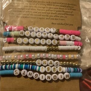 Personalized Kids Letter Beaded Bracelet Set - Pink, White, Blue